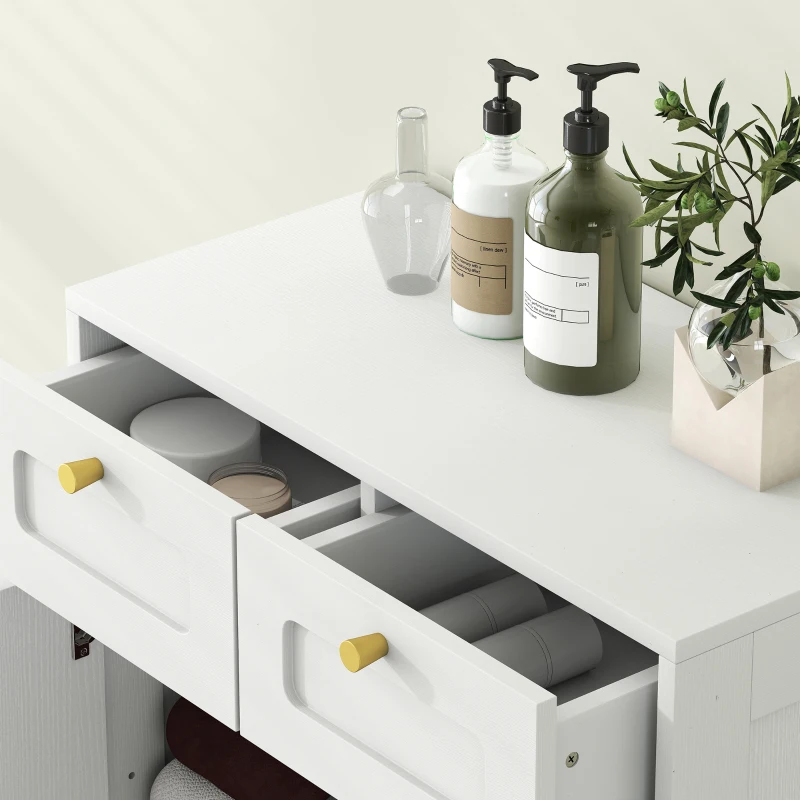 HOMCOM Bathroom Floor Cabinet with 2 Drawers - White