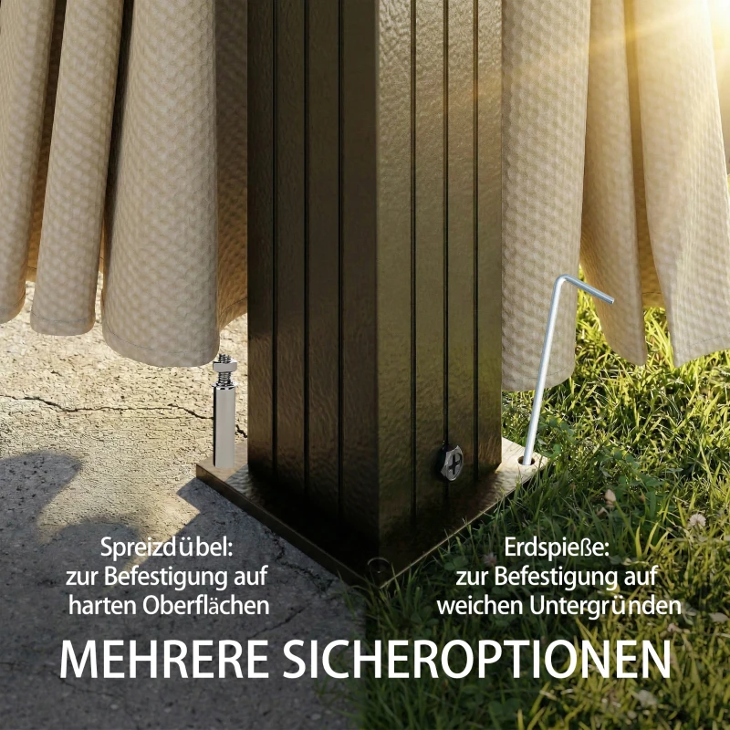 Outsunny Gartenpavillon ca. 3 x 3 m Aluminium Pavillon mit Stahldach Hardtop Moskitonetz 4 Seitenteile, UPF50+