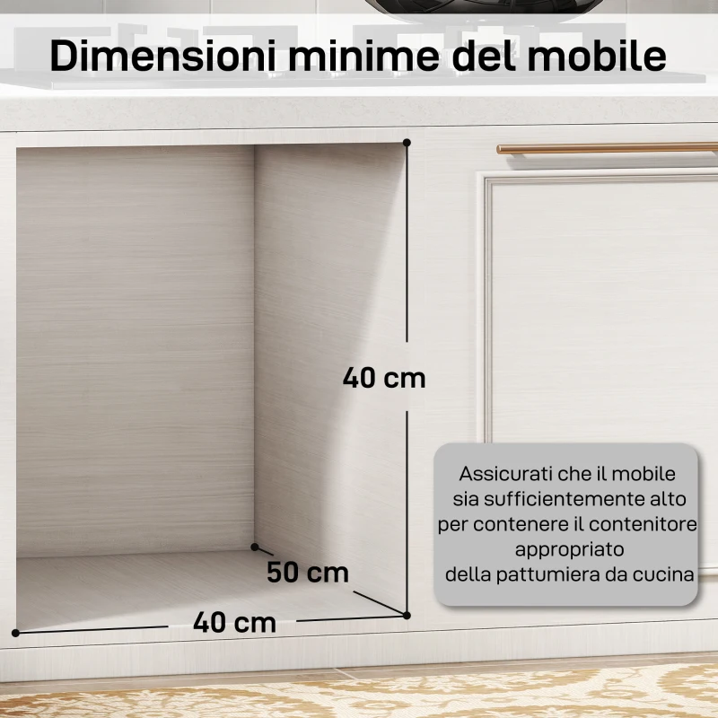 HOMCOM Pattumiera Estraibile Sottolavello da 31L con 3 Secchi Rimovibili e Piano Superiore, Grigio Chiaro