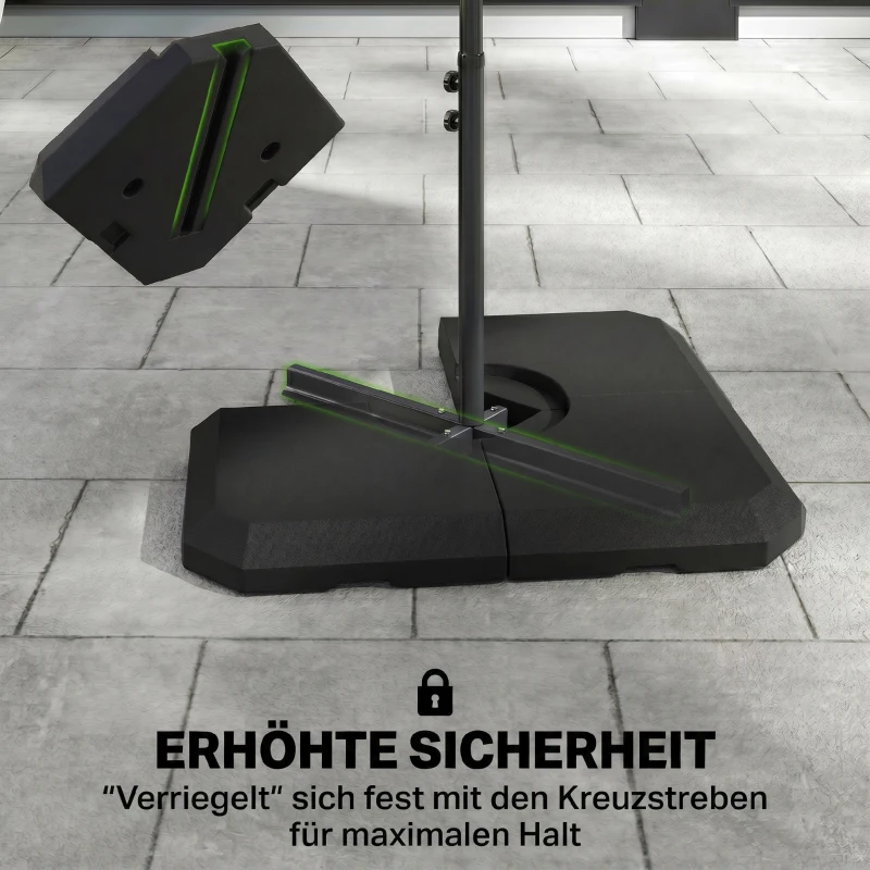 Outsunny Schirmgewicht, 4-tlg. Schirmständer, mit 80 kg Wasser oder 120 kg Sand befüllbar, HDPE, Schwarz, 100 x 100 x 9,5 cm