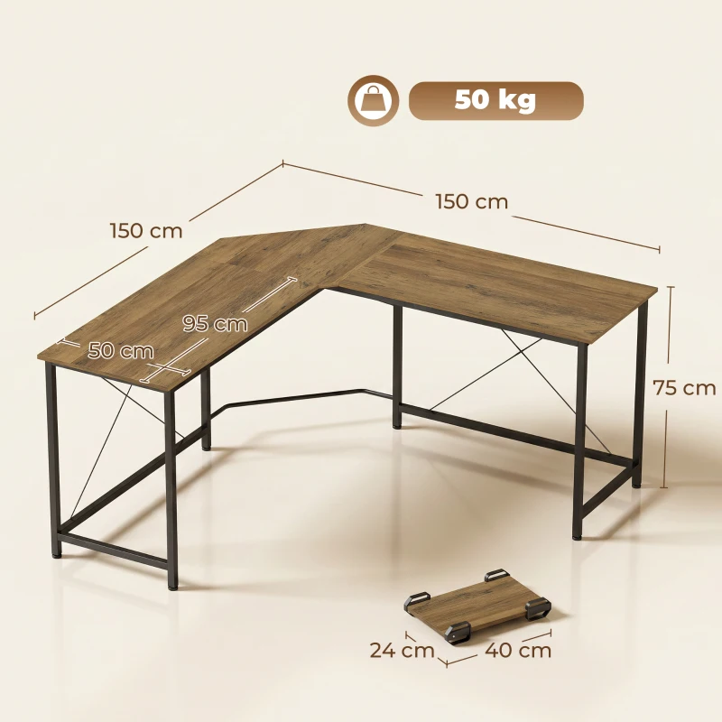 HOMCOM Corner L-Shape Computer Desk PC Workstation Writing Gaming Table Home Office