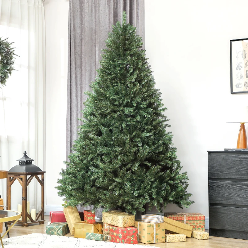 HOMCOM Sapin de Noël artificiel 210 cm, arbre de Noël réaliste avec 2641 pointes de branche articulée, support en métal, vert