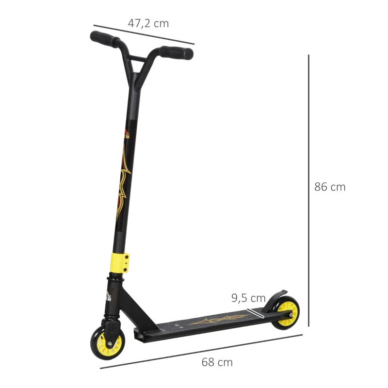 HOMCOM Pro Stunt-Scooter, Trotinete para truques freestyle, Alumínio, Metal, Couro sintético, para crianças e adultos, Dourado
