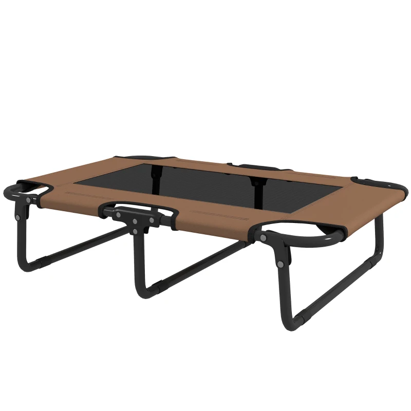 PawHut Erhöhtes Hundebett klappbar Haustierbett, Outdoor Hundeliege mit Netzdesign Kaffee Oxford 75 x 51 x 18 cm