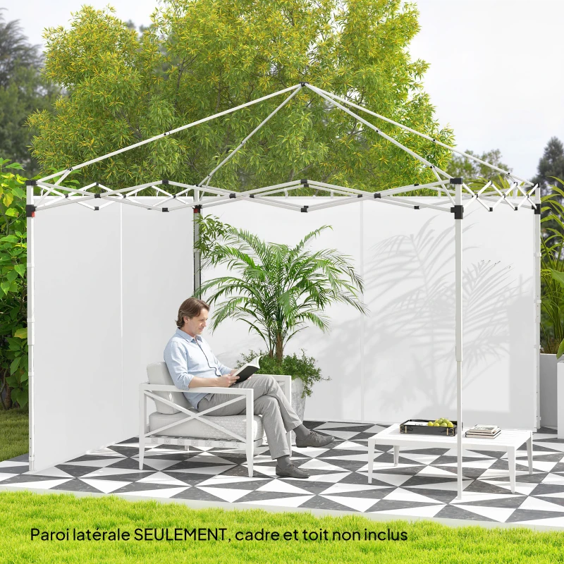 Outsunny Panneaux latéraux pour tonnelle panneaux de remplacement pour tonnelle 3 x 3 m ou 3 x 6 m, lot de 2, blanc