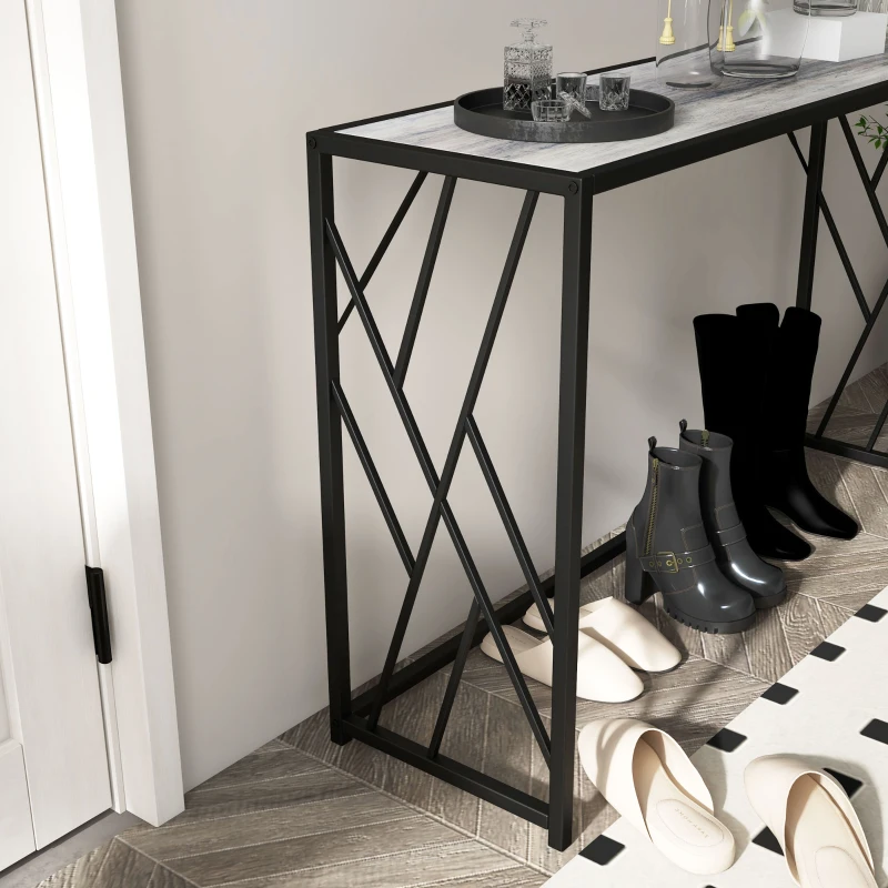 HOMCOM Console Table, Industrial Sofa Table with Metal Frame for Living Room, Hallway, 120 cm, Grey