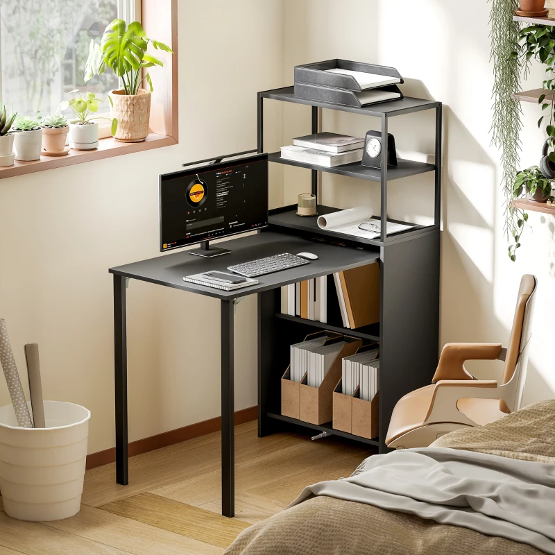 HOMCOM Folding Shelf and Work Table - Black