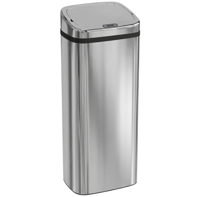 HOMCOM® Automatischer Mülleimer Abfalleimer Automatisch Kücheneimer Bewegungssensor Edelstahl mit Sensor Silber 50 L 33 x 25 x 84 cm