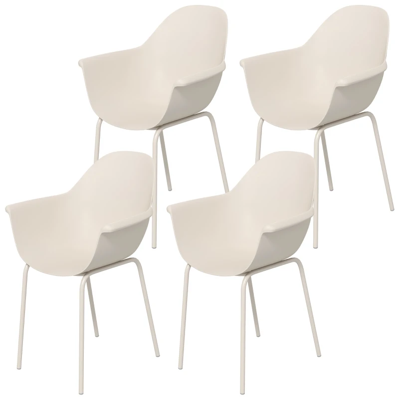 Outsunny Conjunto com 4 Cadeiras de Jardim Cadeiras de Exterior Cadeira de Jardim Design Moderno 59x55x84 cm Cinza
