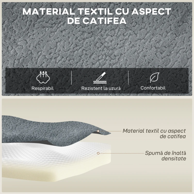 HOMCOM Colțar Modular din Material Catifea și Spumă cu Perne, 294x165x70 cm, Gri Închis