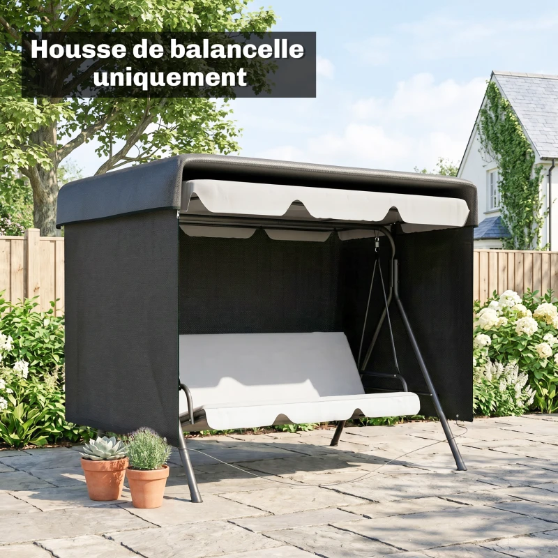 Outsunny Housse de Protection balancelle de Jardin bâche étanche dim. 2,15L x 1,55l x 1,5H m PE Noir