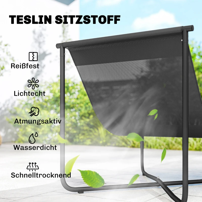 Outsunny Lounge Sessel Outdoor Ergonomischer Gartensessel mit hautfreundlich Kissen Breiter Sitz Stahlrahmen Dunkelgrau