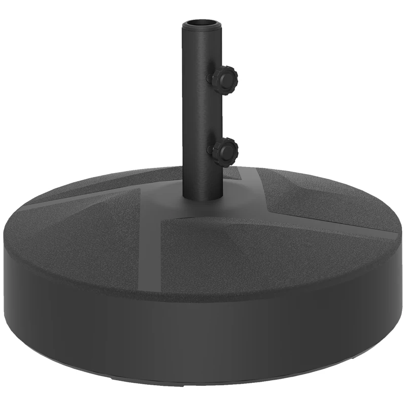 Outsunny Pied de parasol round, socle parasol extérieur à remplir avec 25 L d'eau / 30 kg de sable, 56 x 56 x 40 cm, noir