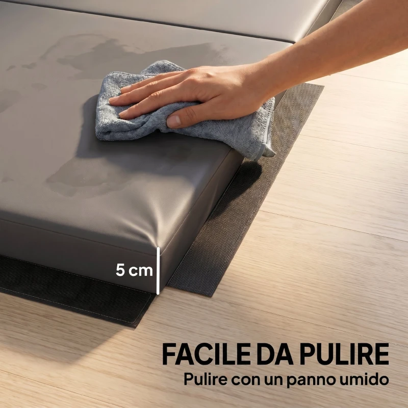 HOMCOM Tappetino da Ginnastica Pieghevole, Materassino Fitness Spesso 5 cm e Antiscivolo, 180x80x5 cm, Grigio