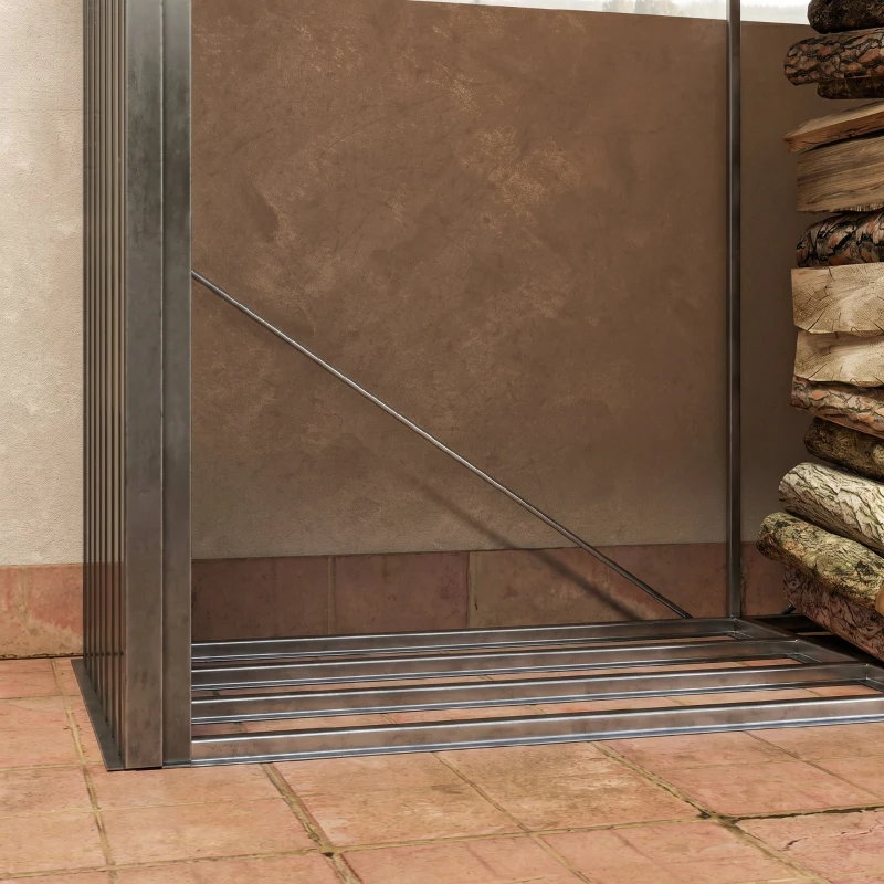 Outsunny Legnaia con Struttura in Acciaio Galvanizzato e Base rialzata, 240x 86x160cm, Nero