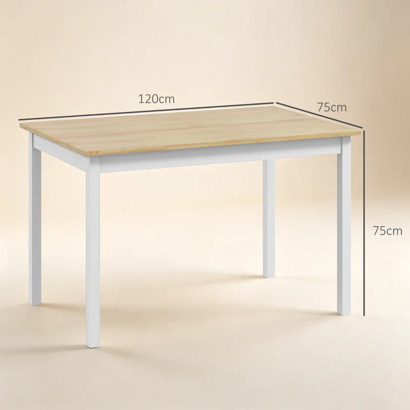 HOMCOM Esstisch, 120 x 75 cm Küchentisch mit Landhaus-Stil für 4 Personen, Holztisch für Wohnzimmer, Esszimmer, Natur