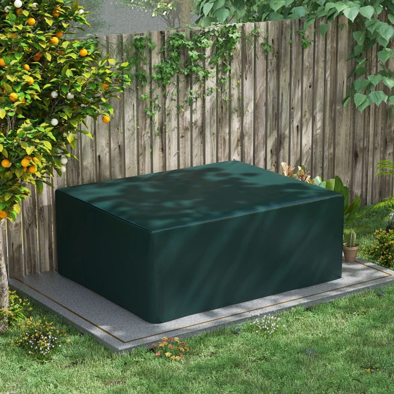 Outsunny Schutzhülle für Gartenmöbel Winterfest Wasserdicht Abdeckung Anti-UV Abdeckplane Gewebe Abdeckhaube für Gartentische Terrassenmöbel Rechteckig 235 x 190 x 90cm Grün