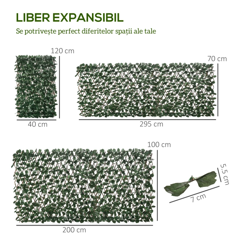 Outsunny Gard viu artificial cu 2 secțiuni, format din 356 frunze de iederă, din poliester și ratan, 200x100 cm, verde și maro(m-7)