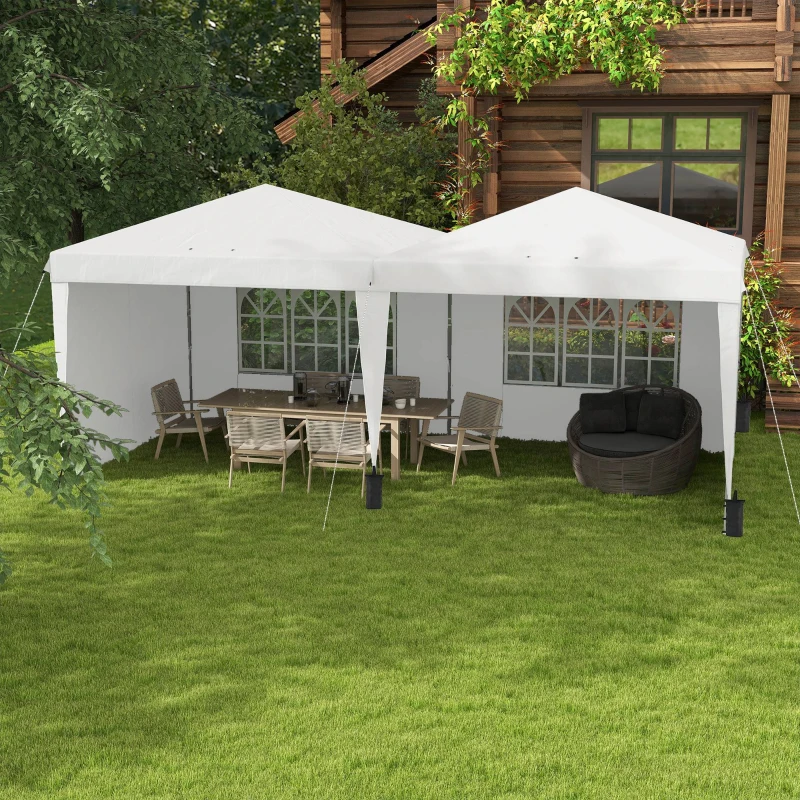 Outsunny Tente de réception Tonnelle barnum pliable 6x3m avec parois latérales Hauteur réglable avec sac de transport Roues