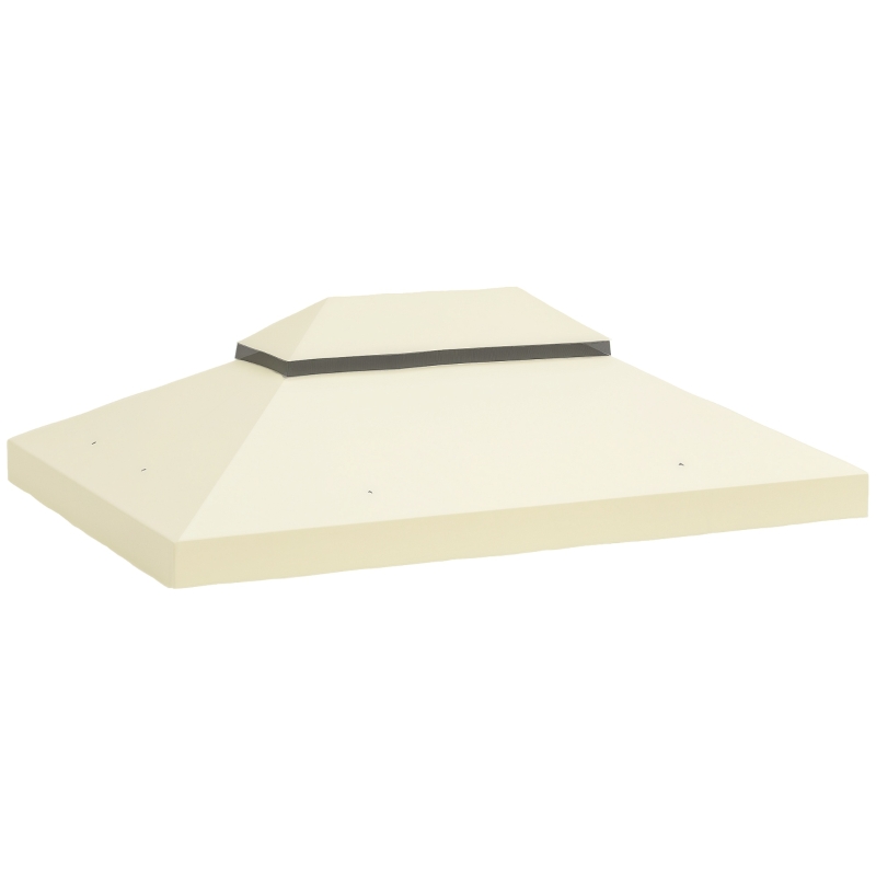Outsunny Toile pour tonnelle toile de rechange pour tonnelle à 2 niveaux protection UPF30+ trous de drainage  4 x 3 m crème