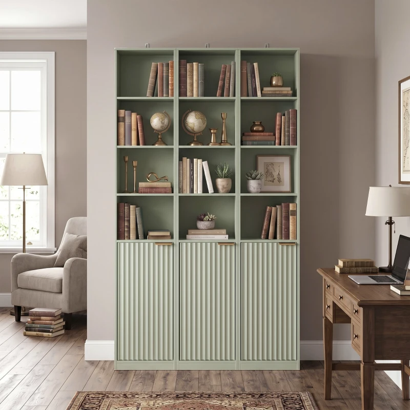 HOMCOM Bookcase Adjustable Shelf Bookshelf Anti-Tip Hardware 6-Tier Storage Cabinet Light Green