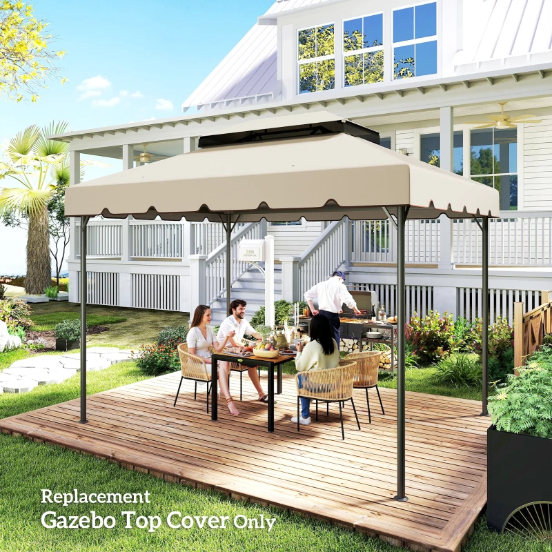Outsunny Toile de rechange pour pavillon tonnelle tente toit de remplacement gazebo de jardin tissu polyester 4 x 3 m beige