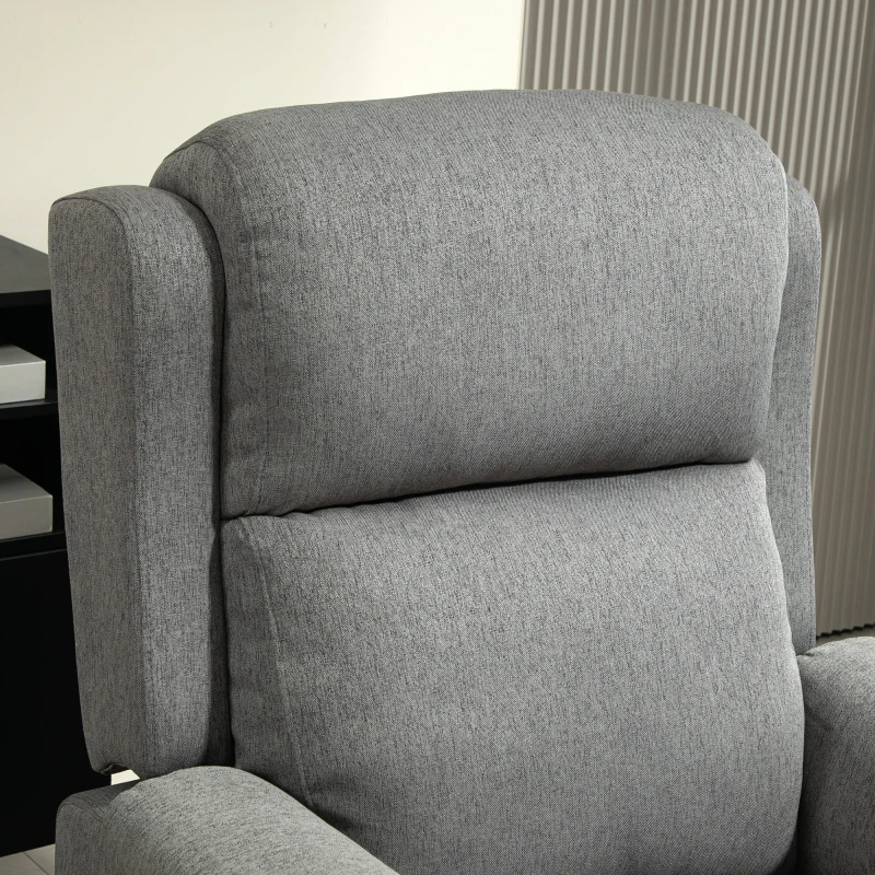 HOMCOM Poltrona Reclinabile con Poggiapiedi, in Tessuto Effetto Lino, Legno e Metallo, 77x91x106 cm, Grigio Scuro