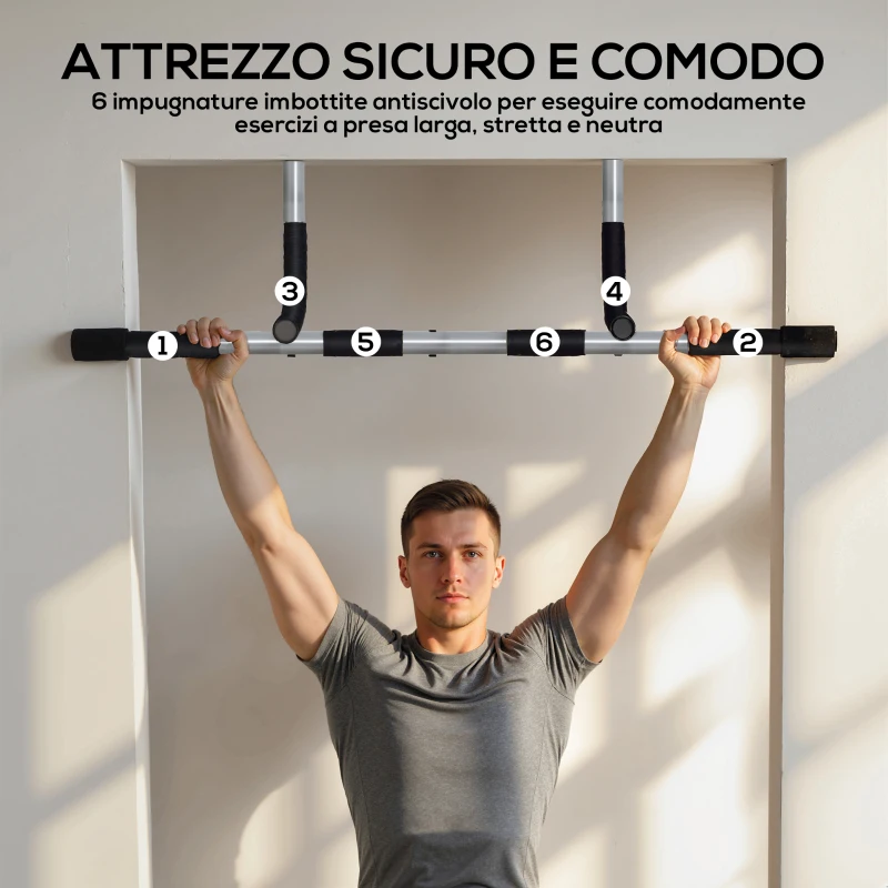 HOMCOM Barra per Trazioni Montaggio Senza Viti Barra per Addominali Max.110 kg