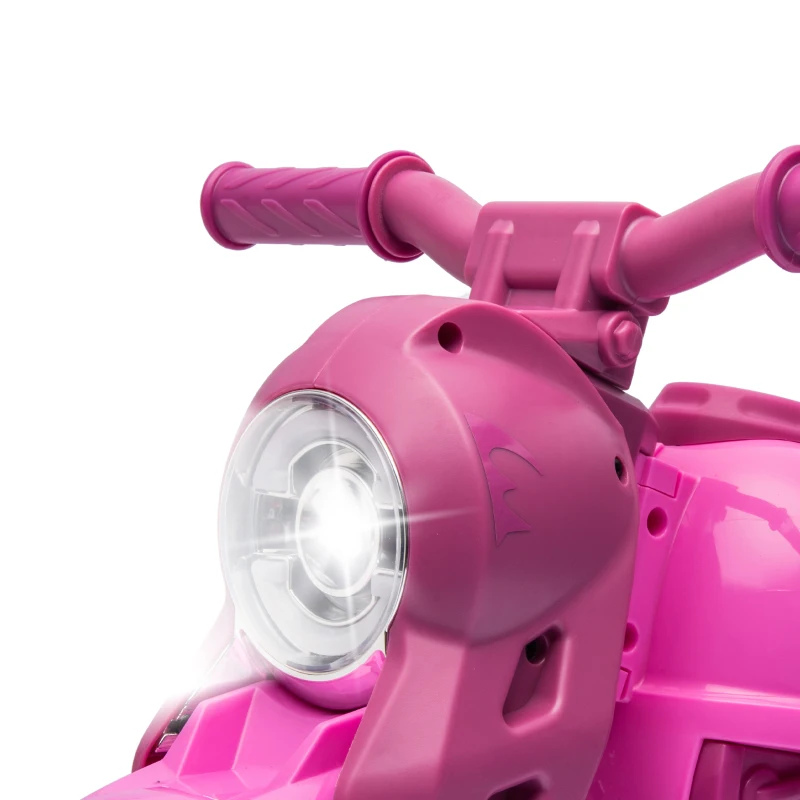 AIYAPLAY Moto électrique enfants 2-5 ans, 3 roues, 6 V, 3 km/h, avec fonction de bulles, effets lumineux et sonores, rose