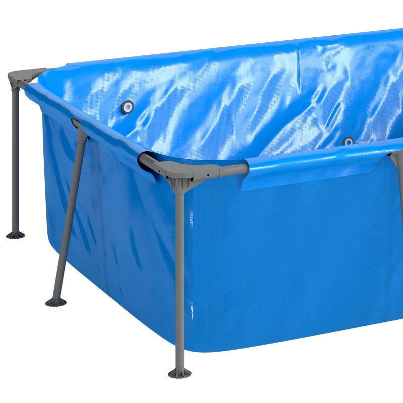 Outsunny Piscine Tubulaire Rectangulaire et Piscine Hors Sol avec Pompe Structure Stable en Acier 260x181x67 cm Bleu