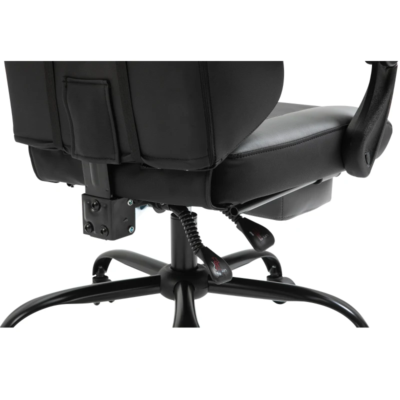 Vinsetto Cadeira Gamer Ergonômica Cadeira de Escritório para Secretária Cadeira Giratória Altura Ajustável Almofada Lombar Ajustável com Apoio de Pés 62x52x128 cm Preto