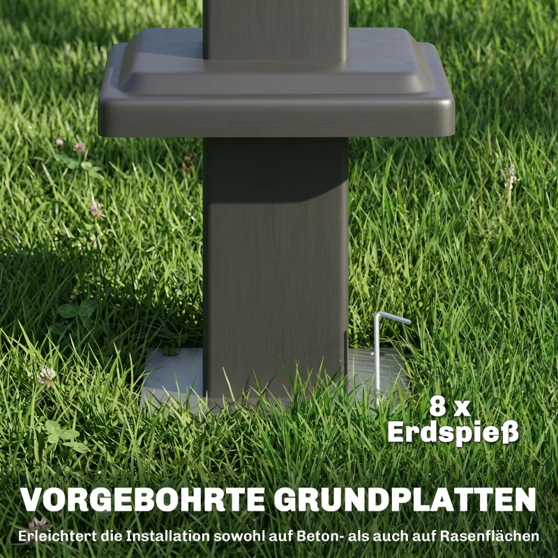 Outsunny Grillpavillon 2,4 x 1,4 m, Windfest Grillüberdachung mit Doppeldach Lüftungsöffnung Seitenregalen