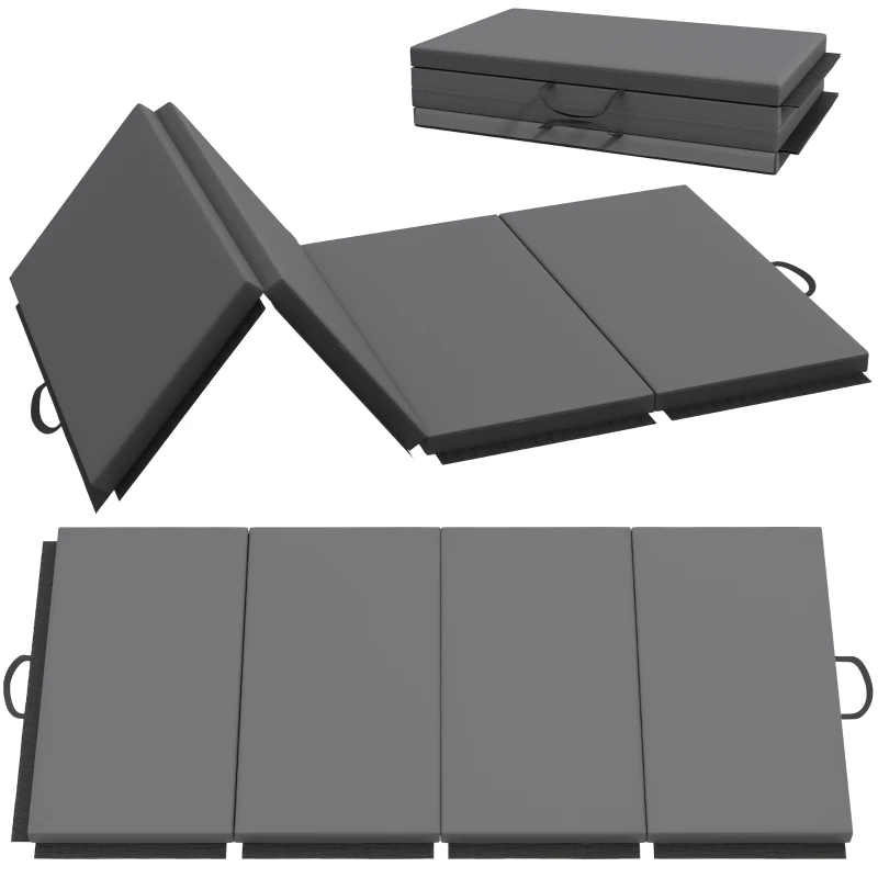 HOMCOM Saltea de Gimnastică Pliabilă, Saltea Fitness Groasă de 5 cm și Antiderapantă, 180x80x5 cm, Gri