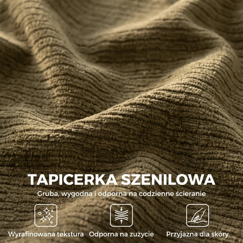 HOMCOM Sofa 3-osobowa, zaokrąglona i bezramowa, z przestronnym siedziskiem, grubo tapicerowana, bez montażu, Ciemnozielony