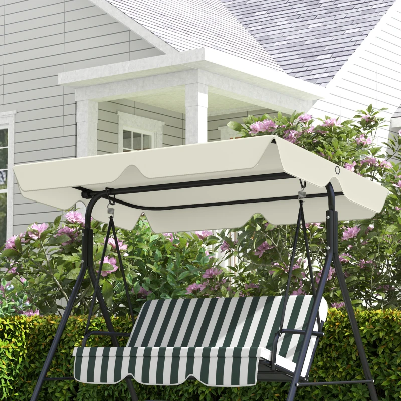 Outsunny Tetto di Ricambio per Dondolo 3 Posti Impermeabile in Tessuto Oxford Bianco Crema, 210x145 cm