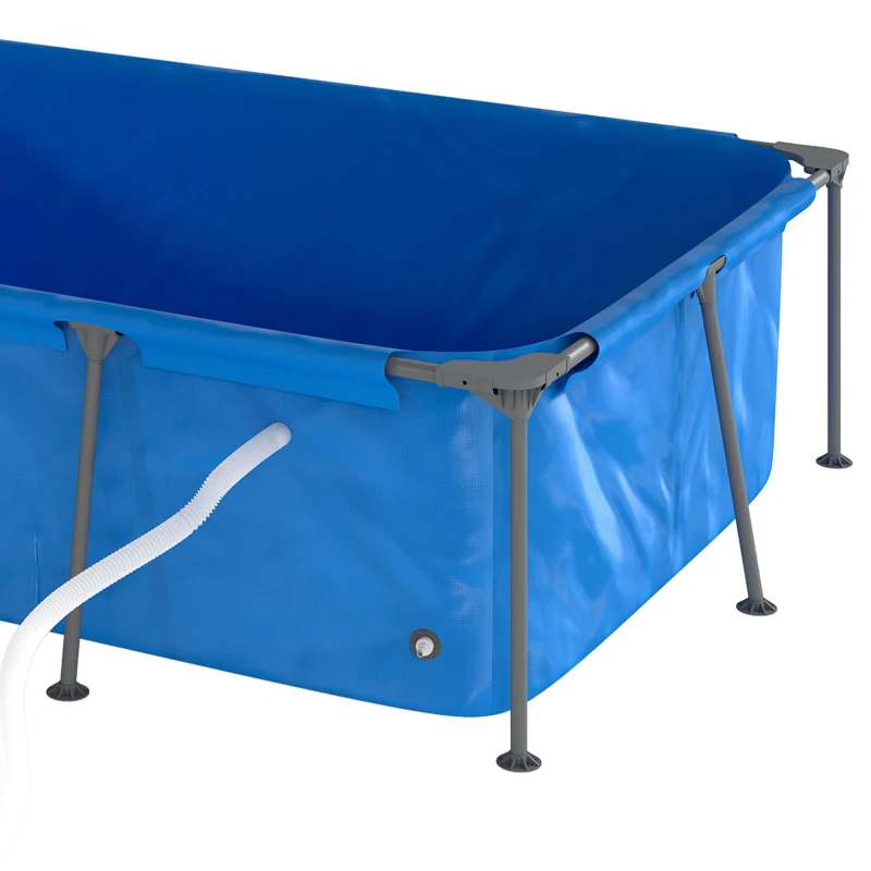 Outsunny Piscine Tubulaire Rectangulaire et Piscine Hors Sol avec Pompe Structure Stable en Acier 260x181x67 cm Bleu