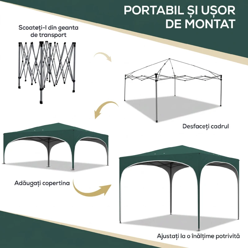 Outsunny Cort cu Copertina Pliabila de 3x3m, Verde