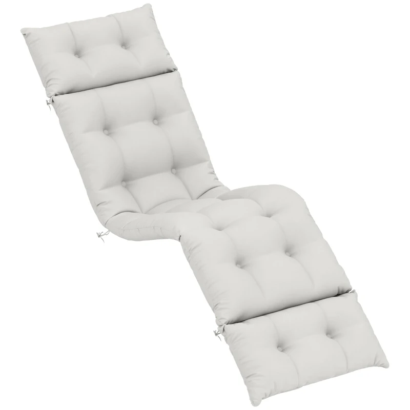 Outsunny Sun Lounger Cushions Only, 190 x 56 x 10 cm Garden Lounge Chair Cushions, UPF20+ 220gsm Fabric, Thick Sunbed Replacement Pads with 6 Ties, Light Grey