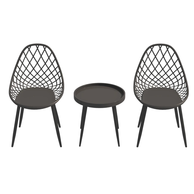 Outsunny 3-Piece Outdoor Bistro Set with 2 Chairs and Round Table for Garden, Balcony, Porch, Black