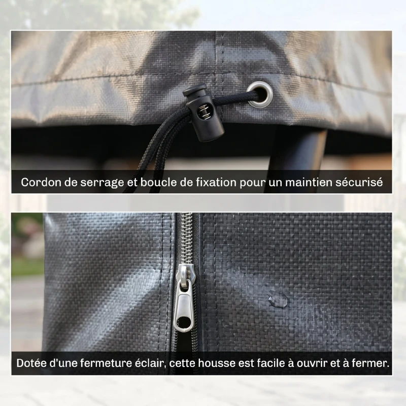 Outsunny Housse de Protection balancelle de Jardin bâche étanche dim. 2,15L x 1,55l x 1,5H m PE Noir