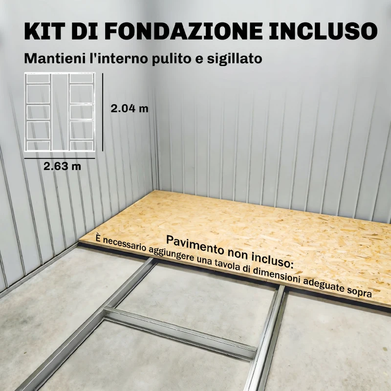 Outsunny Casetta da Giardino con 2 Porte Scorrevoli e 4 Prese d'Aria, in Acciaio, 322x277x192 cm, Grigio