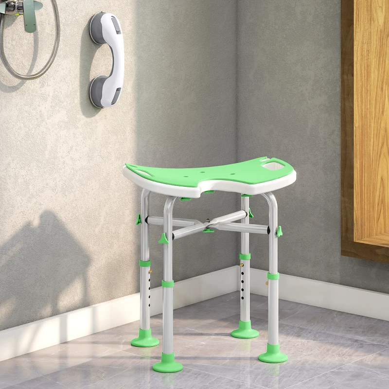 HOMCOM 39-51.5cm 'U' Seat Padded Shower Stool - Green