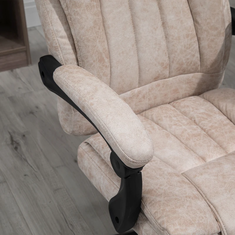 Vinsetto Cadeira de Escritório Giratória com Função de Reclinamento Apoio para Pés Poltrona Ajuste de Altura Cadeira de Mesa Microfibra Plástico Metal Nylon Bege+Preto+Prata 63 x 71 x 110-118 cm