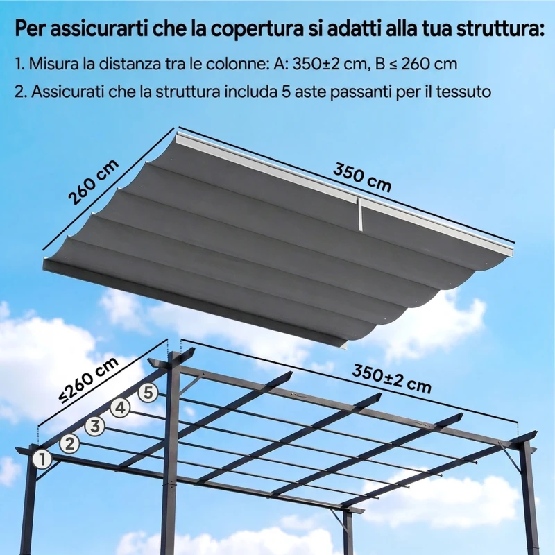Outsunny Tettuccio di Ricambio per Gazebo 4x3 m con 10 Fori di Drenaggio, Grigio Chiaro