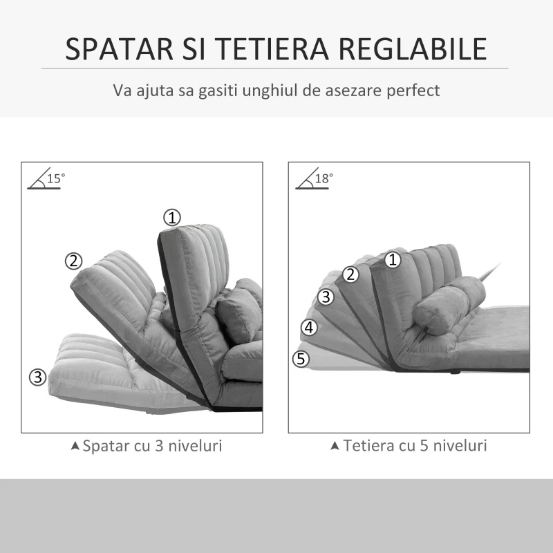 HomCom canapea de podea, pliabila 130x73x60 cm | AOSOM RO(m-5)