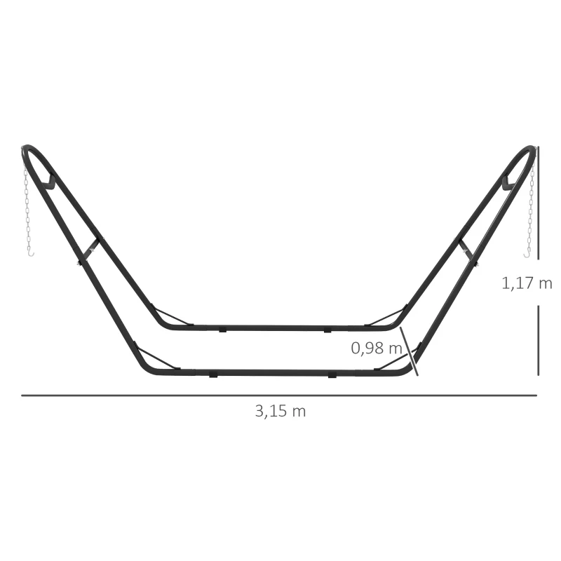 Outsunny Support de Hamac pour 2 Personnes, Cadre de Hamac en Métal Portable et Réglable, pour Hamacs de 2,75 à 4,3m, Noir