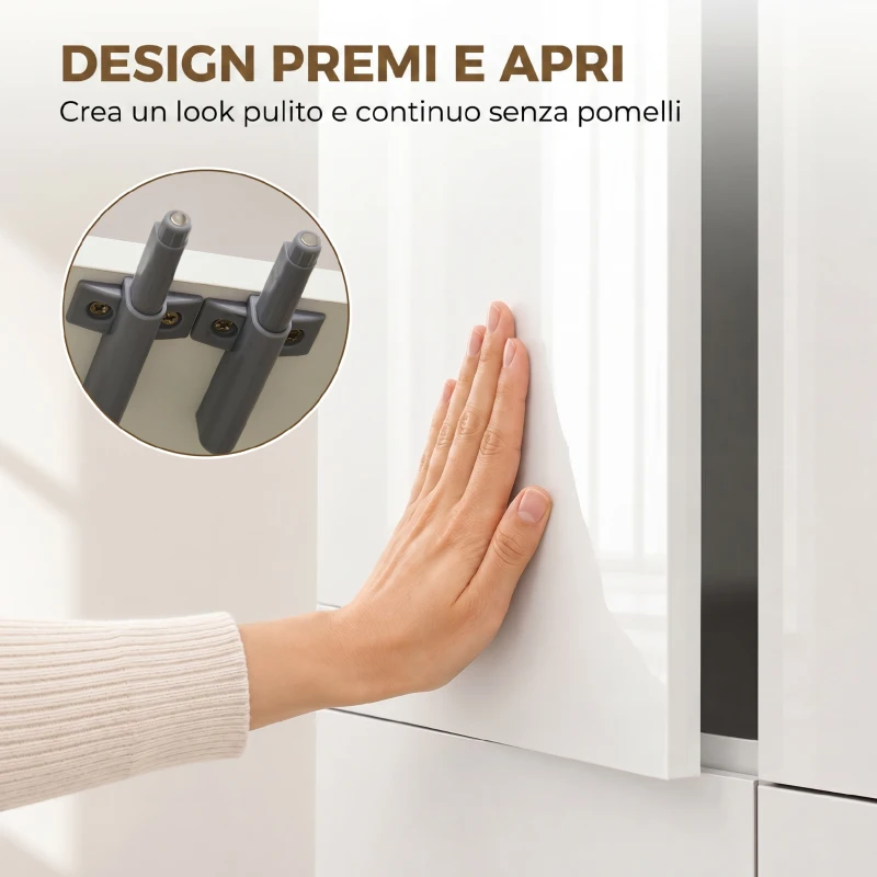 HOMCOM Dispensa Cucina con 4 Ante, 3 Ripiani Regolabili e Mensole a 5 Livelli in MDF e Truciolato, 60x35x170 cm, Bianco