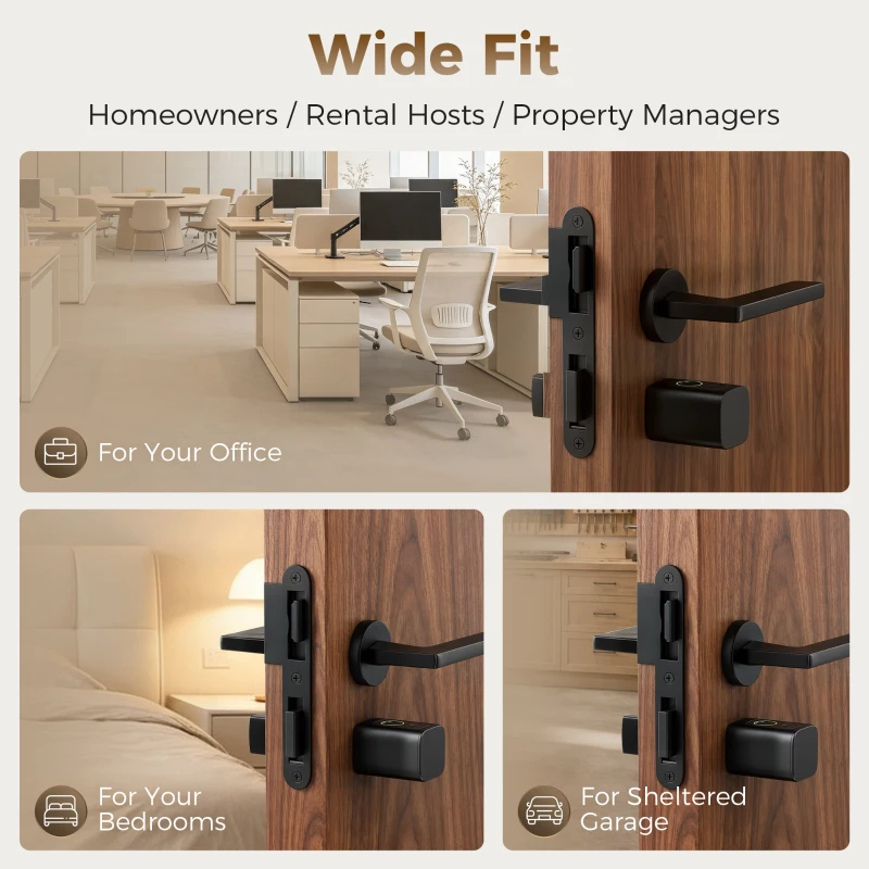 HOMCOM Smart Door Cylinder, 5-in-1 (Fingerprint Biometrics/Passcode/APP/NFC Card/Key), Shared Access, Bluetooth Cylinder