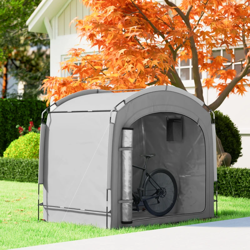 Outsunny Tente de vélo abri de vélo portable pour 3-4 vélos avec 2 poches latérales 220 x 150 x 195 cm gris foncé