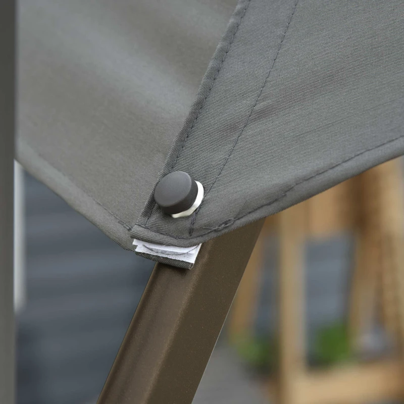 Outsunny Ombrellone da Giardino a Manovella e a 8 Stecche con Angolazione Regolabile, Ø2.95x2.5 m, Grigio
